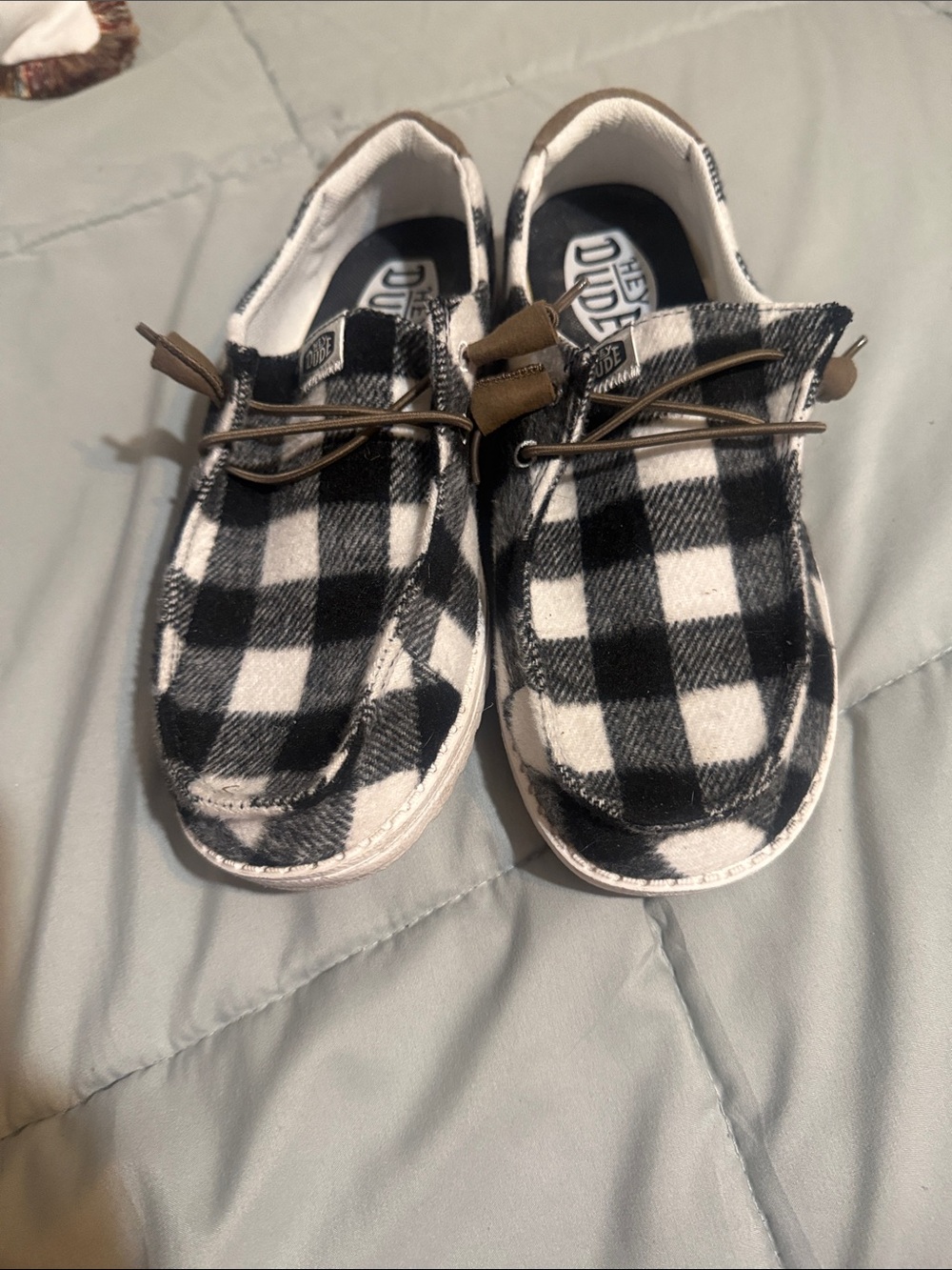 Hey Dude Black & White Plaid Slip-On Loafers